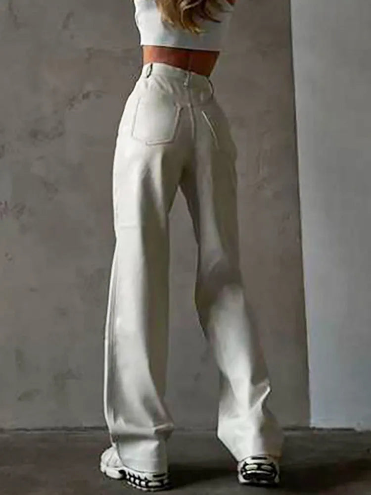 High-Waisted Faux Leather Pants - Karina