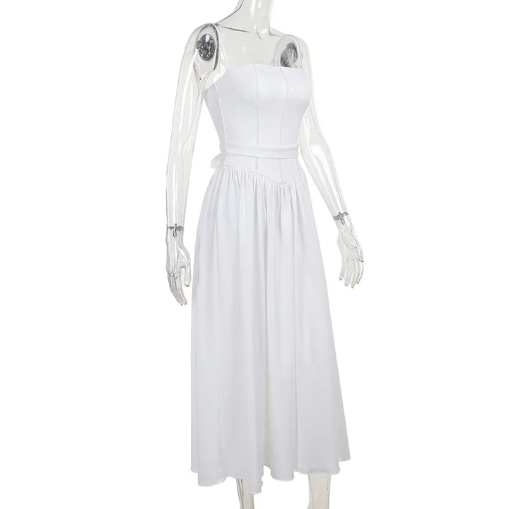 Country Style Maxi Dress with A-Line and Spaghetti Straps - Joelle