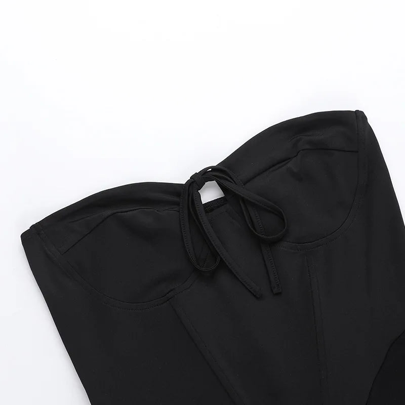 Strapless Mini Dress with Chest Tie Detail - Ainara