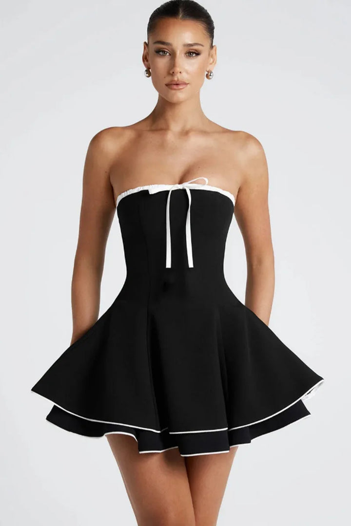 A-line Strapless Ruffled Mini Dress - Jolie