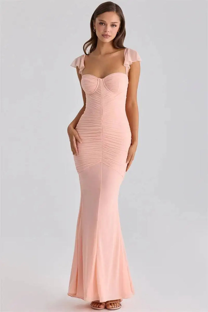 Chiffon ruched maxi dress - Lilin