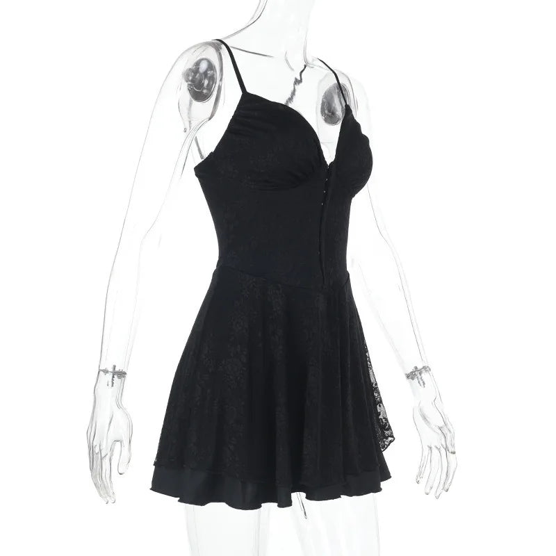 A-Line Lace Mini Dress with Pin Closure - Saanvi