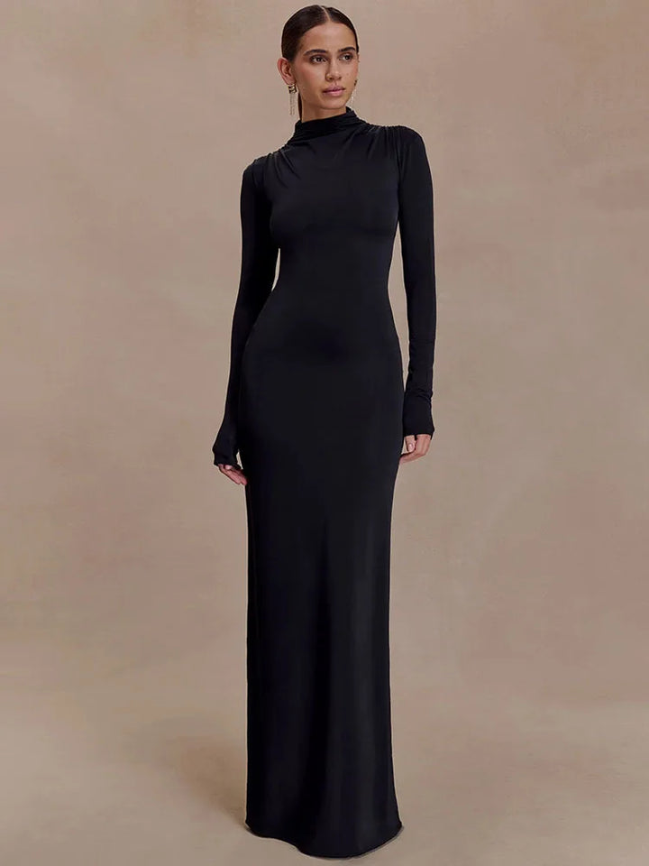 Maxi dress with open back and buckle decoration - TAHIL