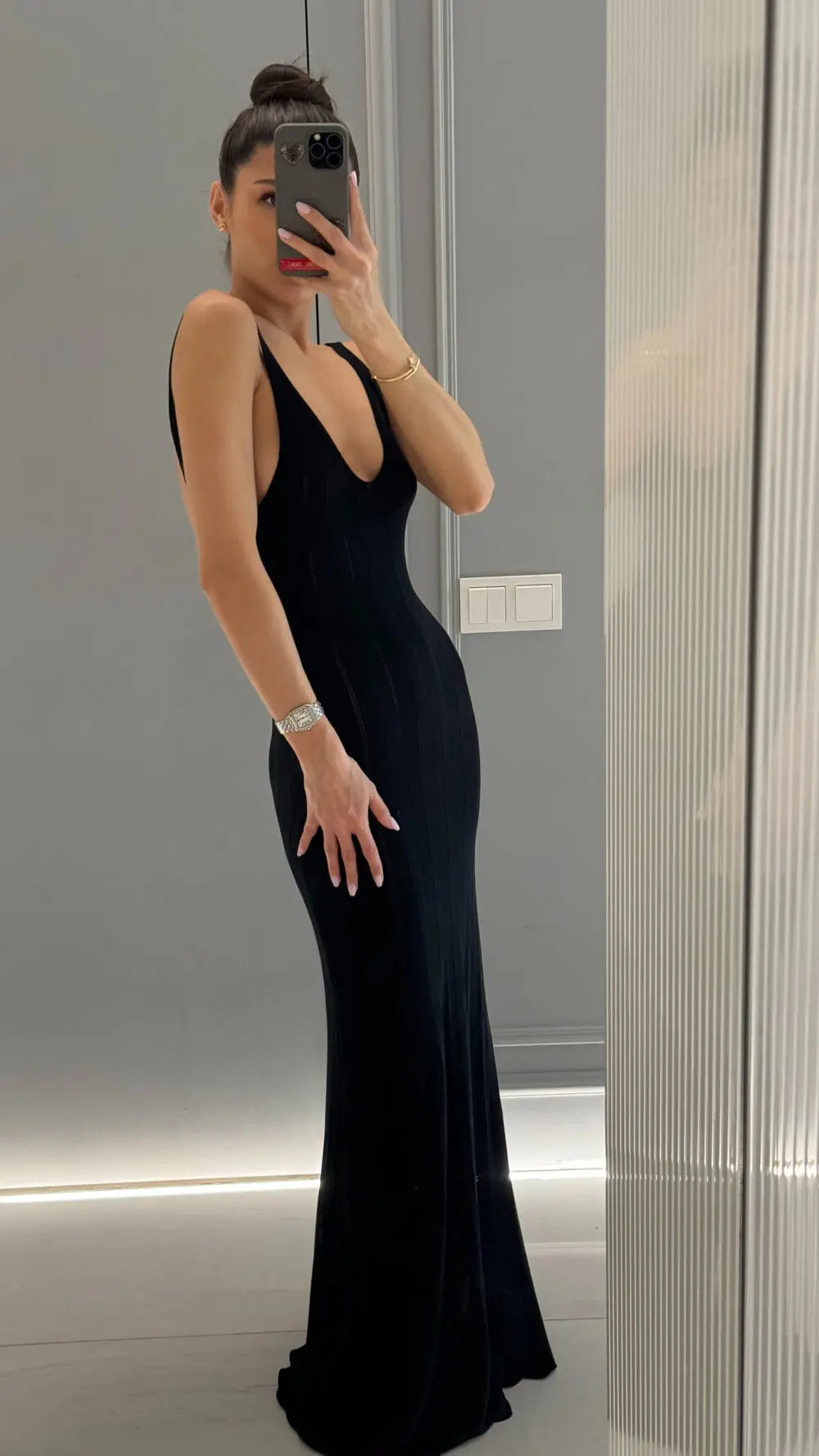 Knitted Maxi Dress with Open Back - Maliyah