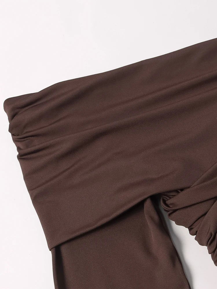 Maxi Dress with Ruching and One-Shoulder Design - Sharala