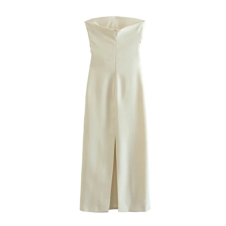 Strapless Midi Dress with Pleated Design - Emmy