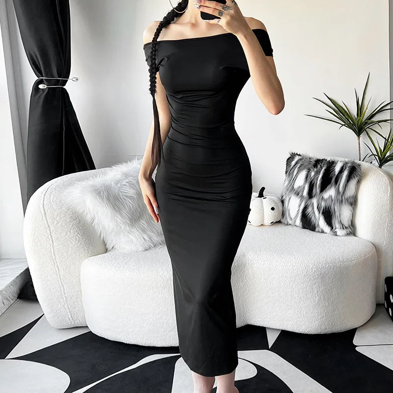Fitted Maxi Dress with Open Back - Elia