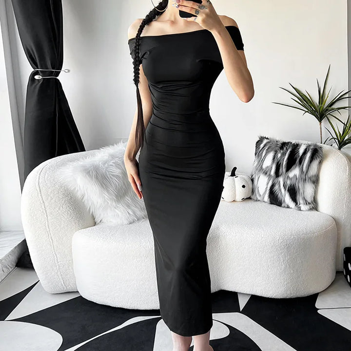 Fitted Maxi Dress with Open Back - Elia