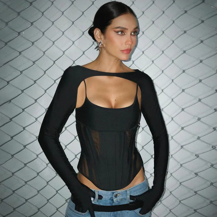 Corset Shirt with Cutout Design - Carolina