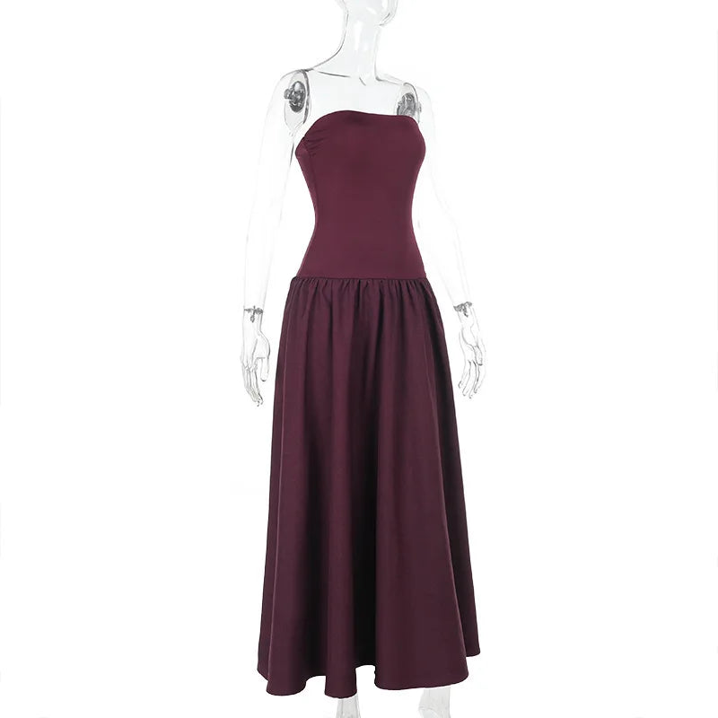 Strapless Maxi Dress with Pockets and A-Line Cut - Indy
