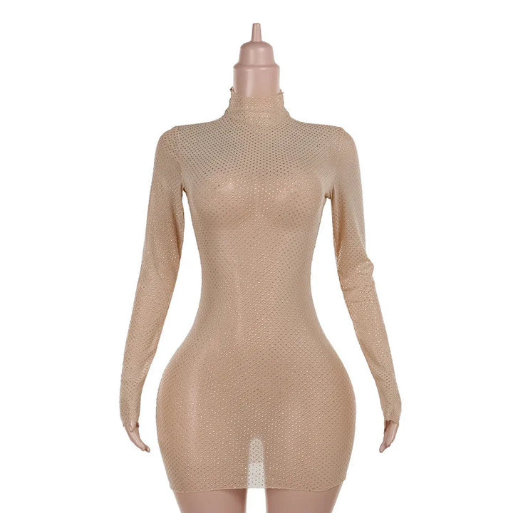Bodycon Mini Dress with Sparkling Sequin Tassels in Golf Cut - Cardi