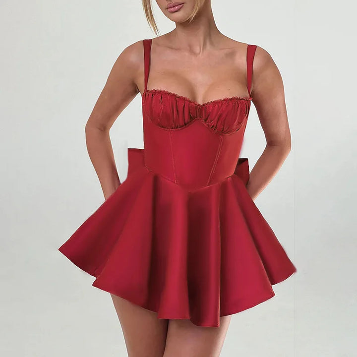 A-line mini dress with bow detail on the back - Ramona