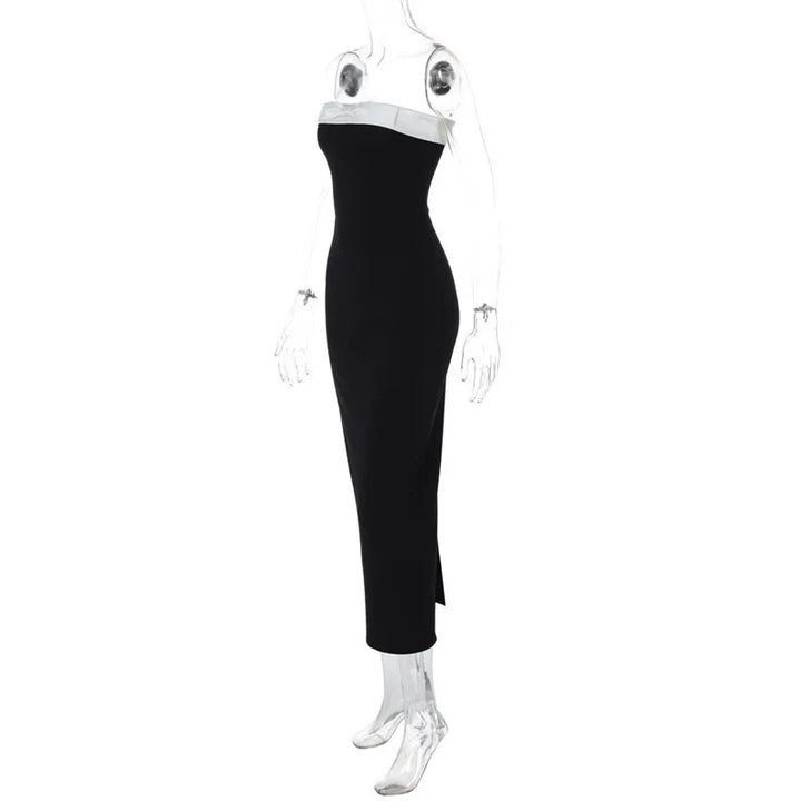Elegant Strapless Midi Dress with Bow Detail - MORA