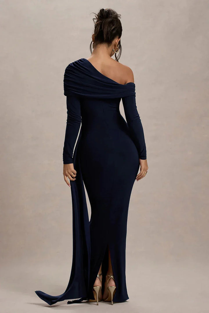 Off-shoulder maxi dress with ruching and ruffle detail - Miguel