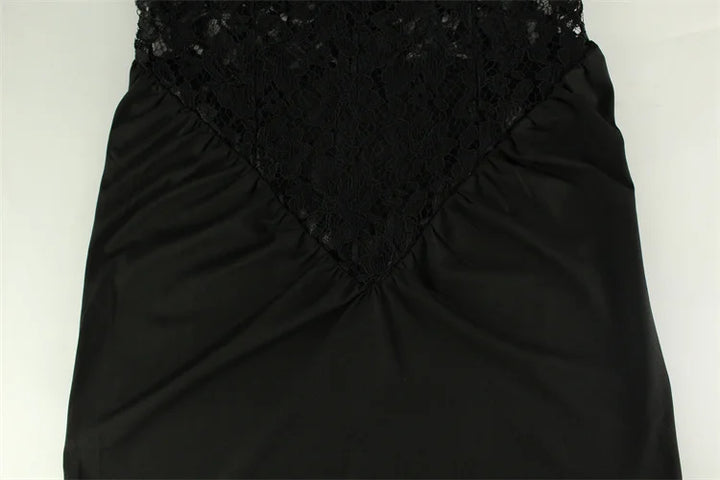 Maxi Dress with Collar, Lace Design, Sheer Hem, and Open Back - Eliza