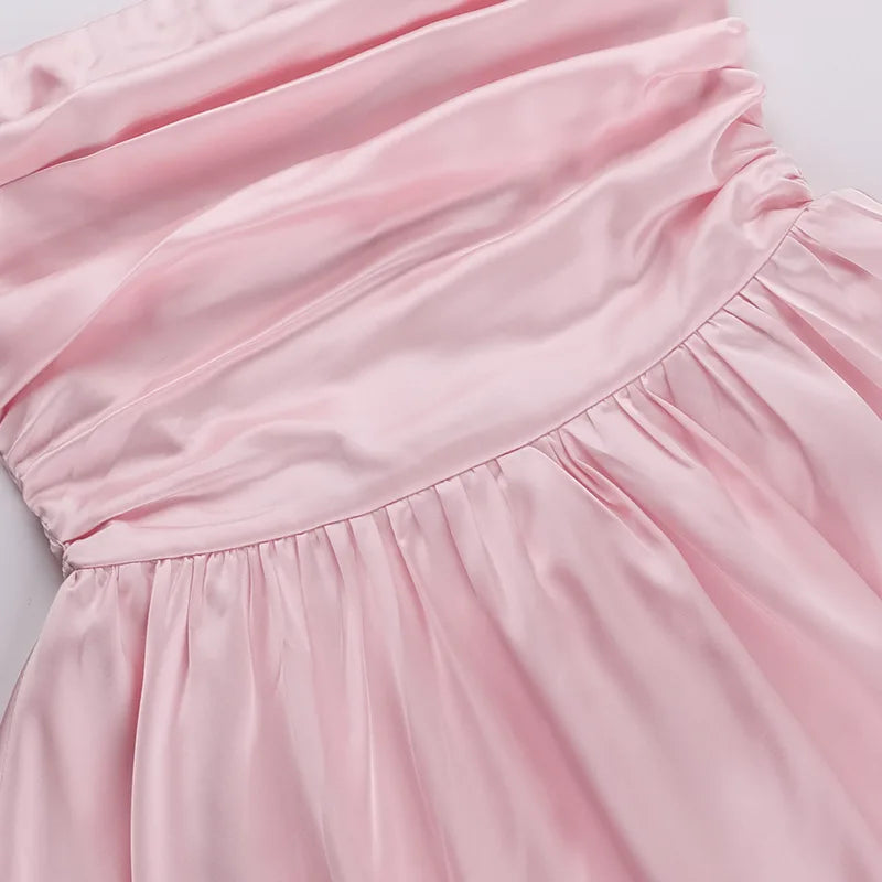Balloon Cut Strapless Satin Mini Dress - Jimmy