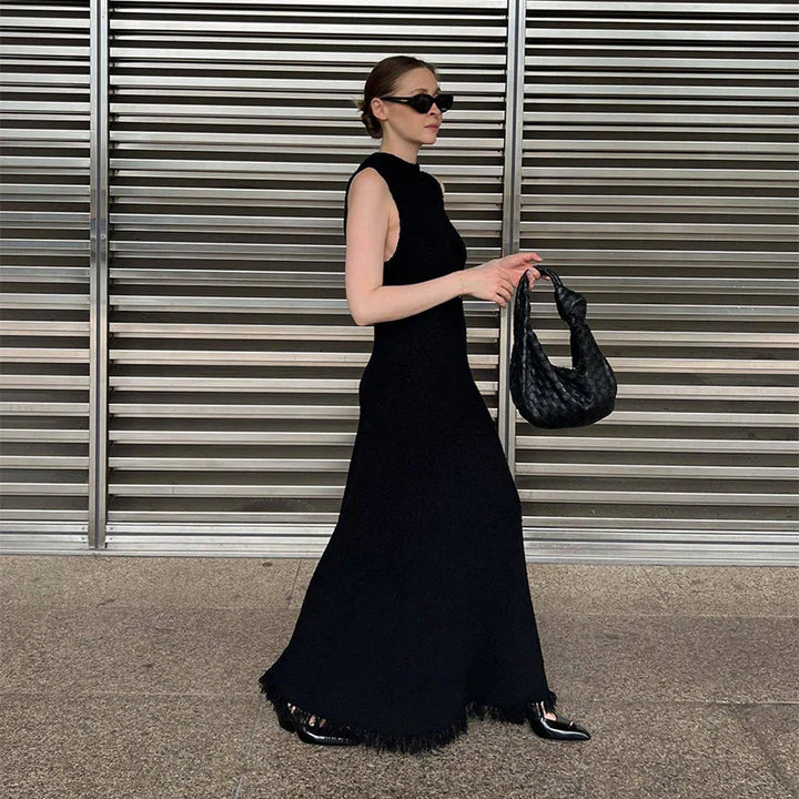 Knitted Maxi Dress with Tassel Decoration - Fiona