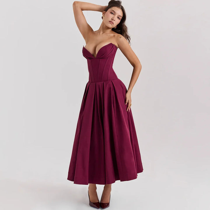 Strapless Midi Dress with Pockets - Fanny
