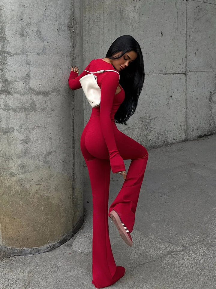 Pedal Pusher Jumpsuit with Shaping Fabric and Overlay Design - Vini