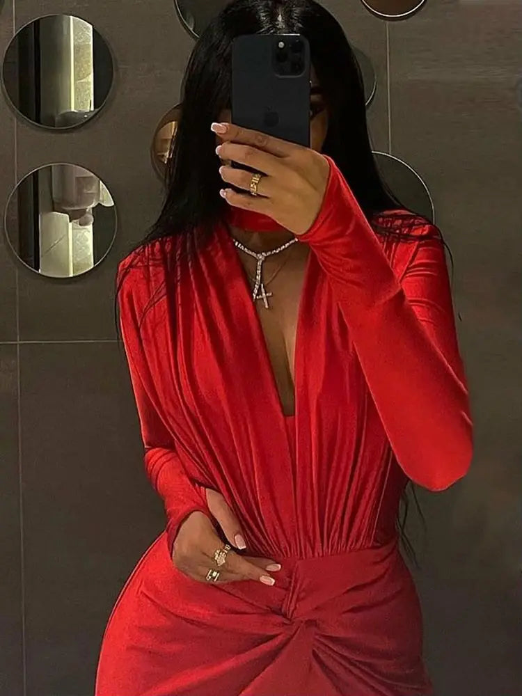 Bodysuit Top with Turtleneck and Deep Neckline - Minka