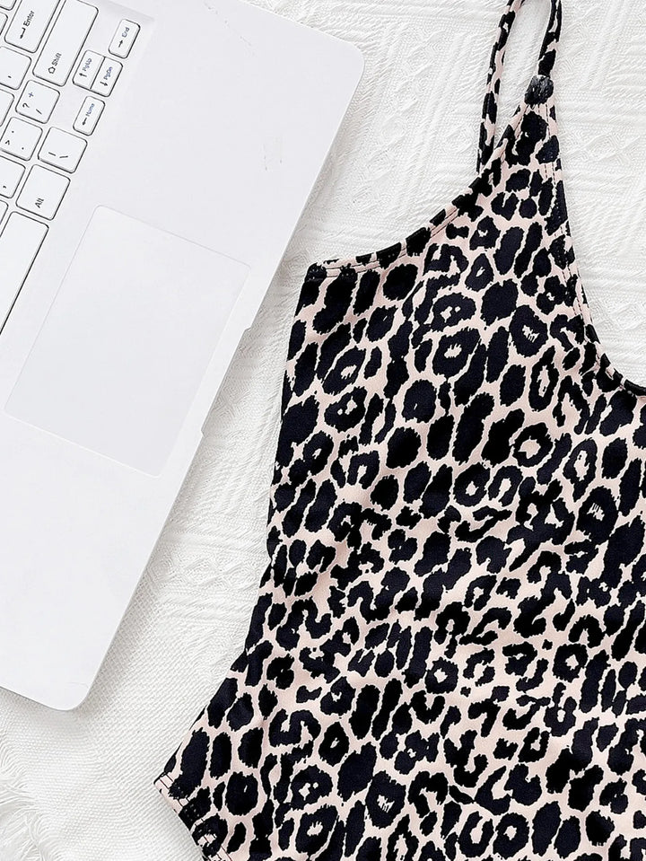 Leopard Print One-Piece Swimsuit with Back Tie - Nicole