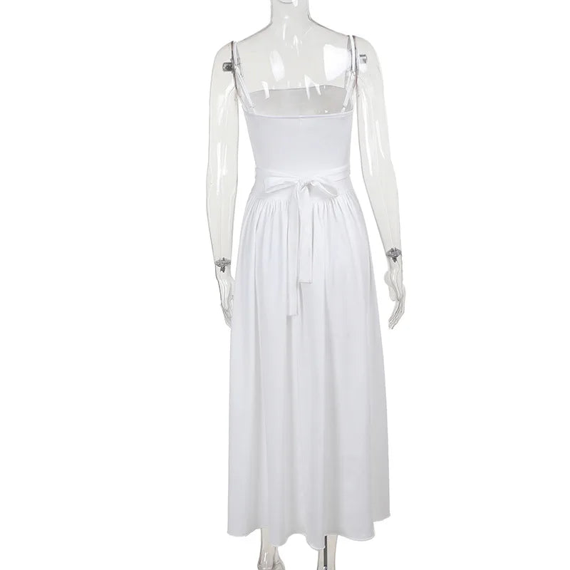 Country Style Maxi Dress with A-Line and Spaghetti Straps - Joelle