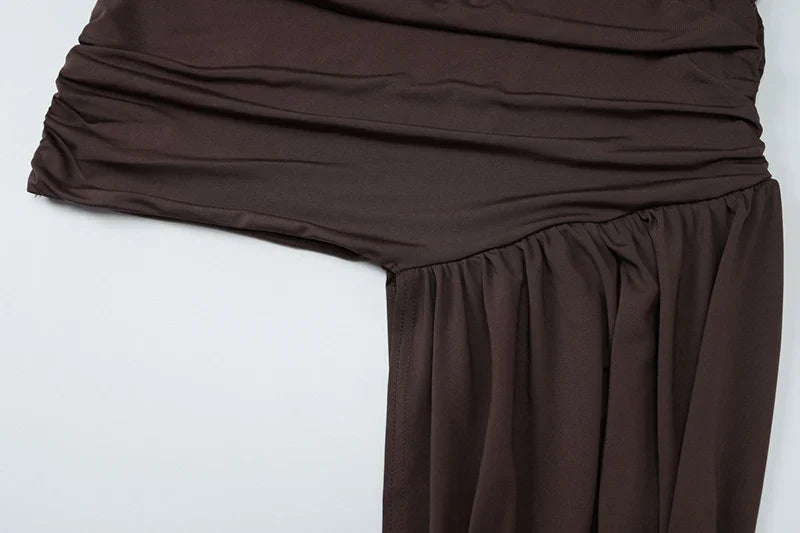 Mini dress with ruching and asymmetrical design decorated with a train - Jay