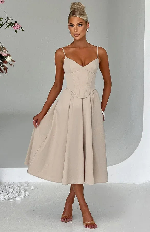 Midi Dress with A-Line and Classic Design - Nataly