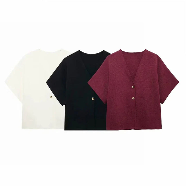 Elegant sweater with gold button decoration - Nela
