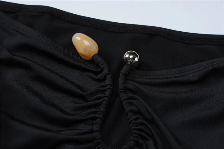 Fitted off-shoulder shirt with buckle decoration - Stace