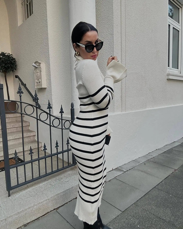 Maxi knit dress with polo collar - Gail