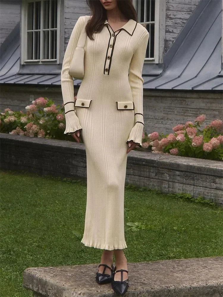 Knitted Maxi/Mini Dress with European Design - Marceline