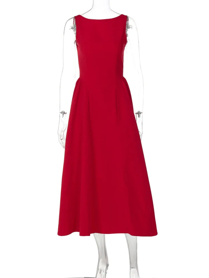 Midi open back dress in A-line cut - Heidi