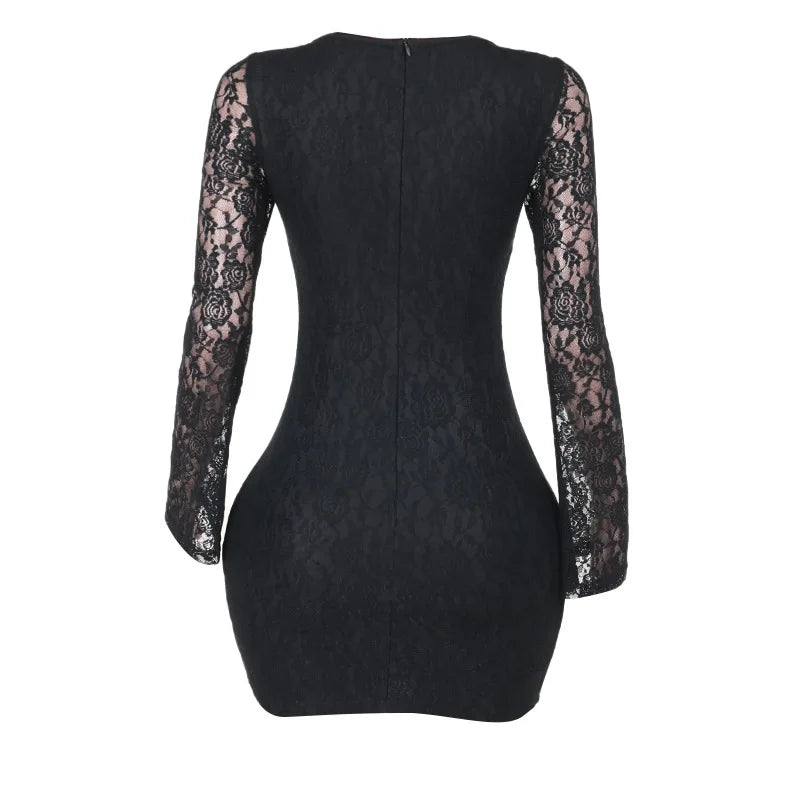 Lace Mini Dress with Tie Details - Lorial