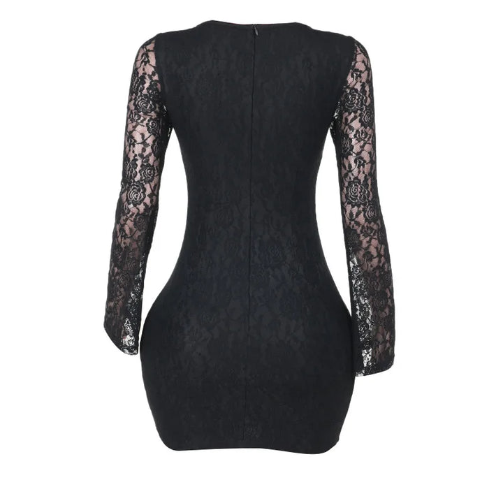 Lace Mini Dress with Tie Details - Lorial