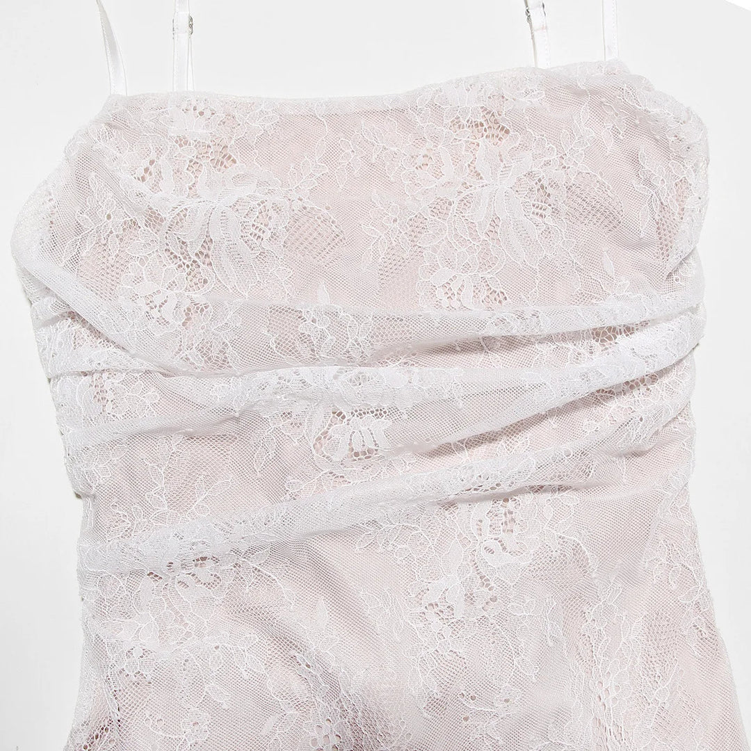 Elegant Maxi Lace Dress with Lace Sleeve Overlay - Ilia