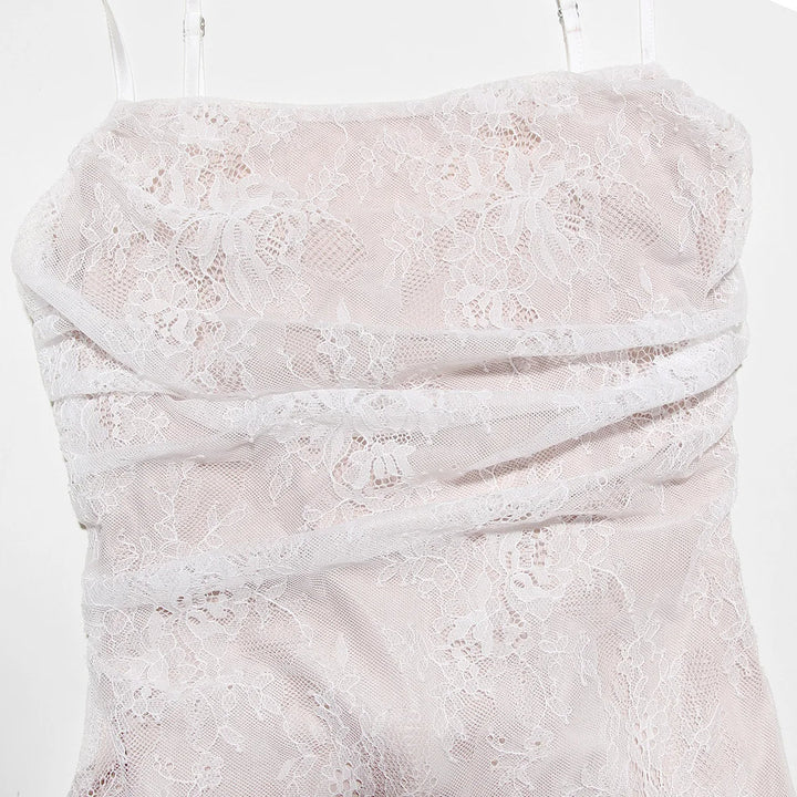 Elegant Maxi Lace Dress with Lace Sleeve Overlay - Ilia