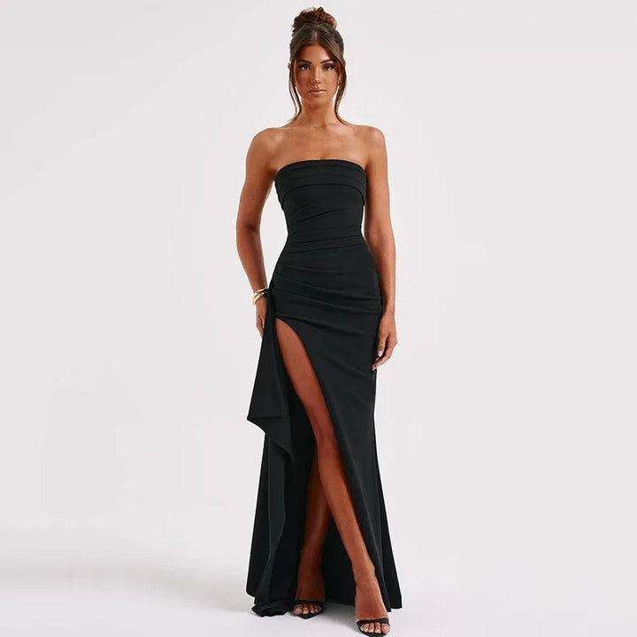 Strapless Maxi Dress with Deep Slit - Luciana