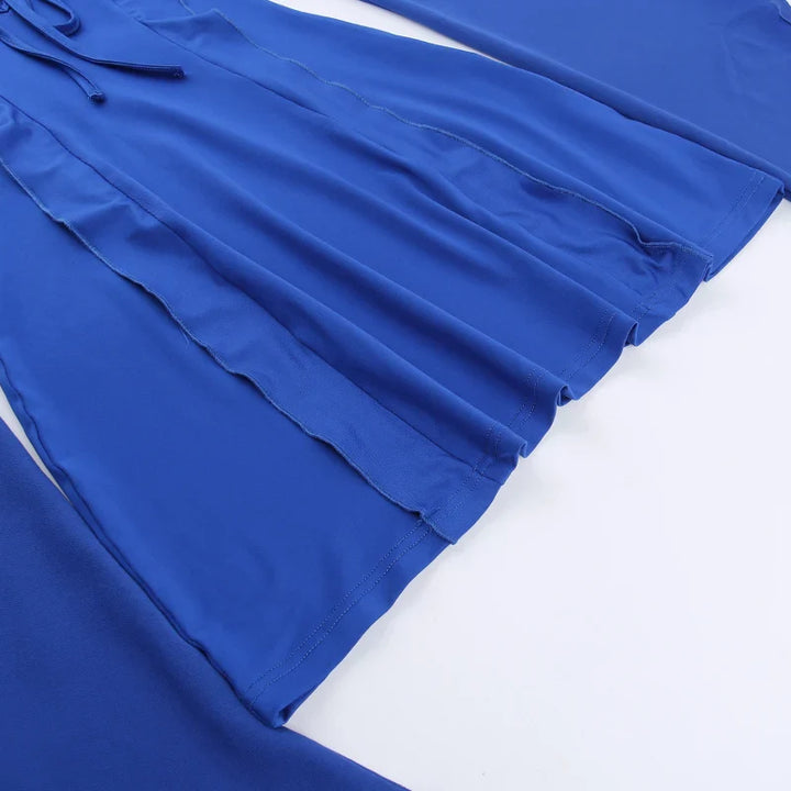 Mini Dress with Ruffle and Bell Chiffon Sleeves - Felis