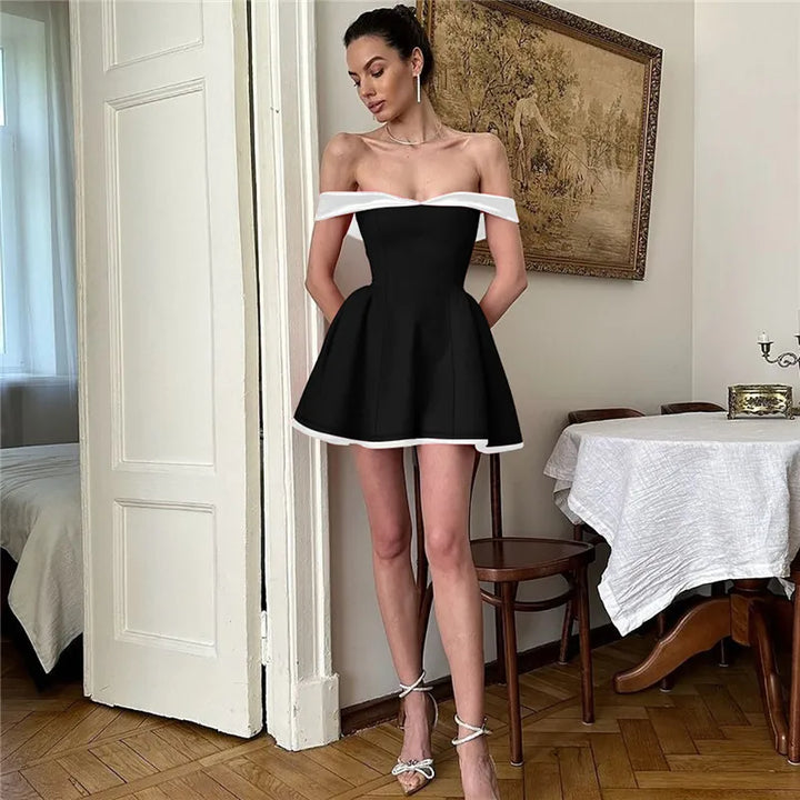 Mini A-line dress with off-shoulder - Margo