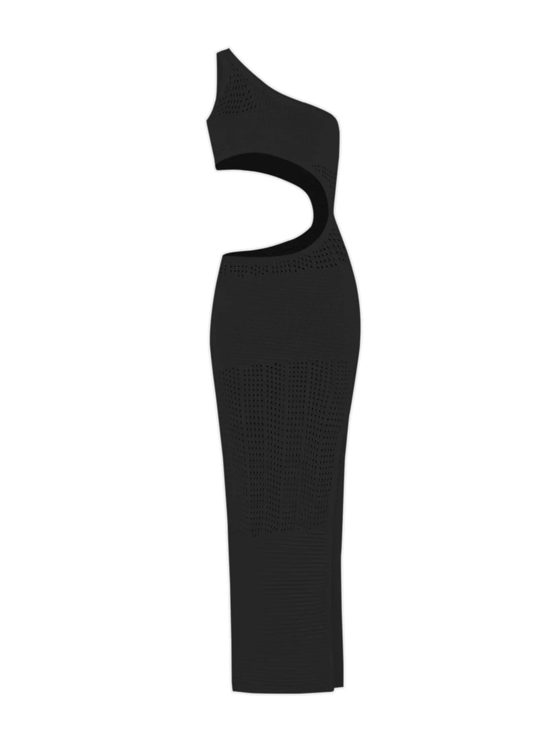 Maxi Beach Mesh Dress with One-Shoulder Design and Exposed Stomach with Slit Detail - MAR