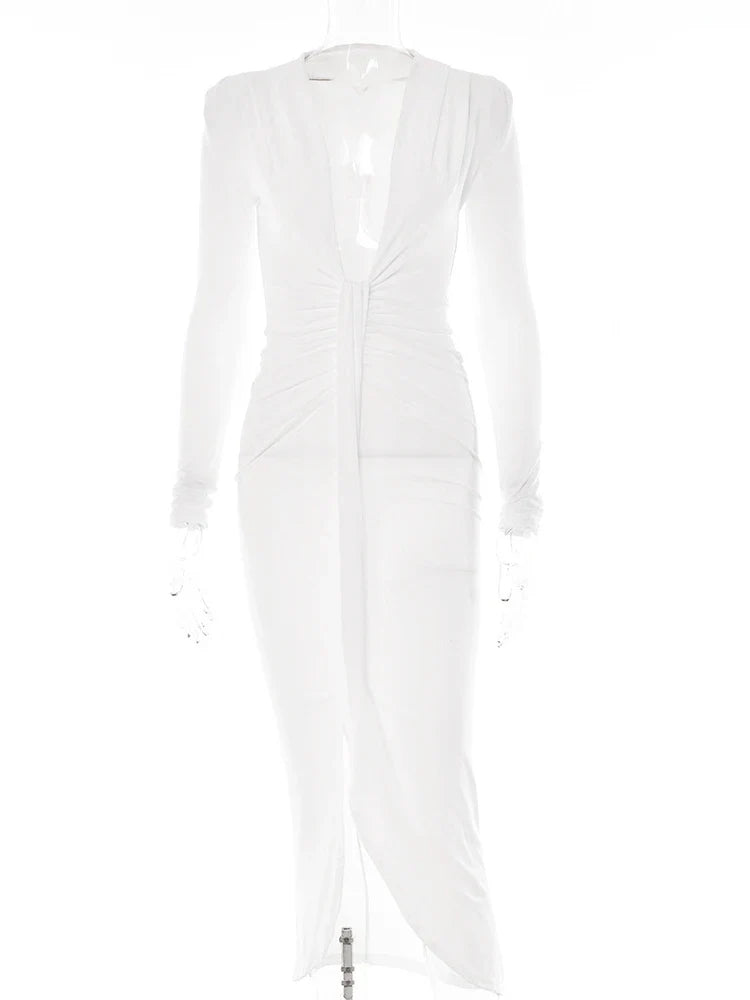 Shaping and flattering maxi dress with ruching design - Mi Ran