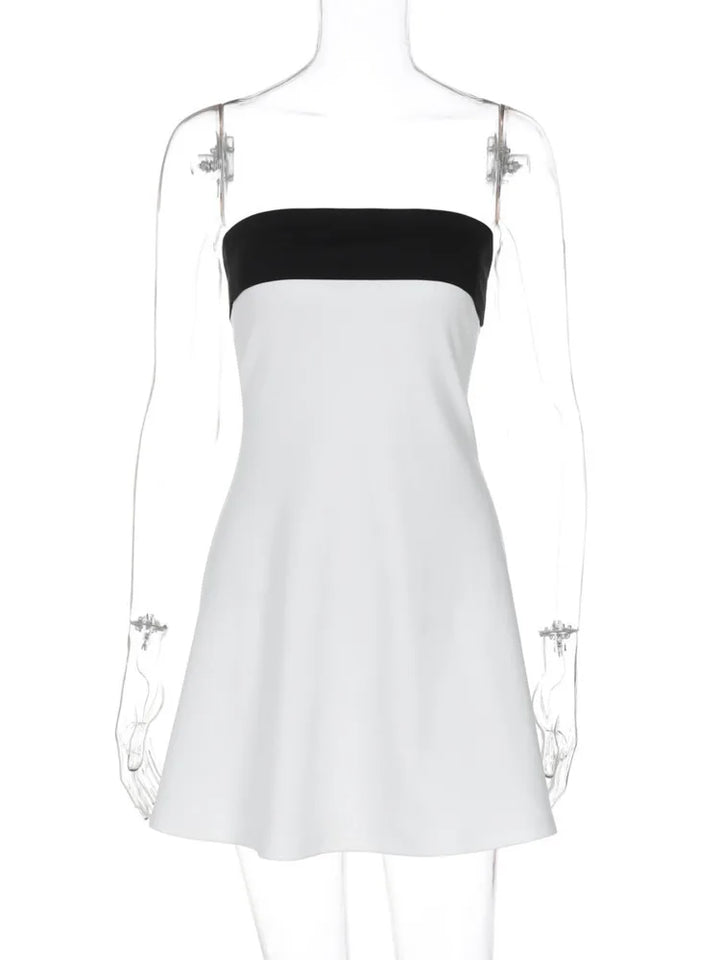 Monochrome Strapless Mini Dress - Kai