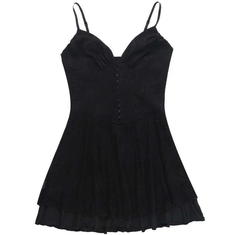 A-Line Lace Mini Dress with Pin Closure - Saanvi