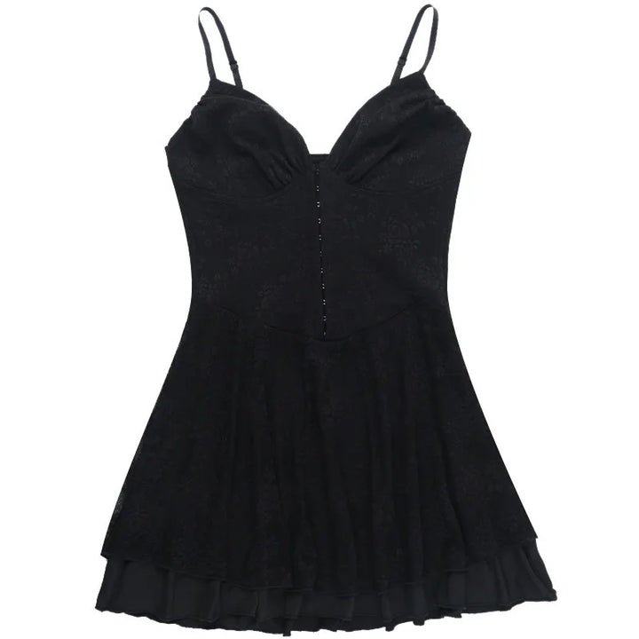 A-Line Lace Mini Dress with Pin Closure - Saanvi