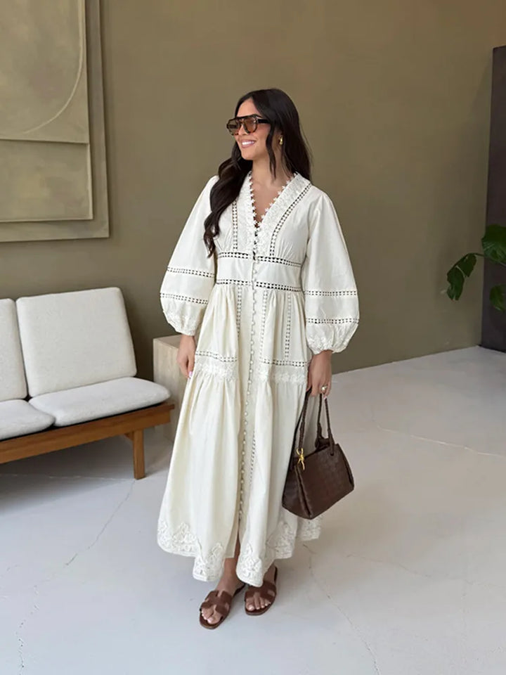 Maxi dress with ruffles and button decoration - Raya