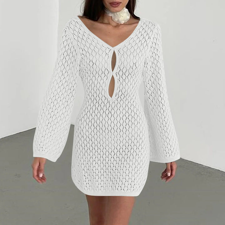Knitted Mini Beach Dress with Open Back - Keira