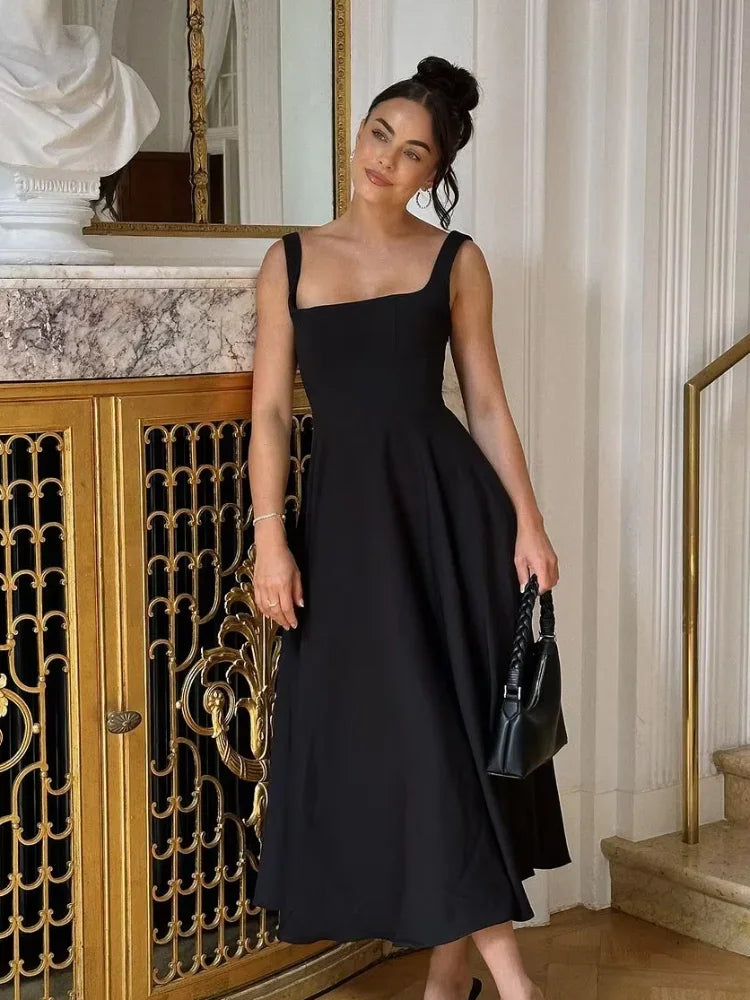 A-Line Satin Midi Dress - Violette