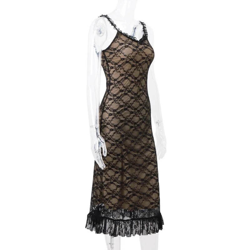 Midi Lace Dress with Bow Detail - Rachel