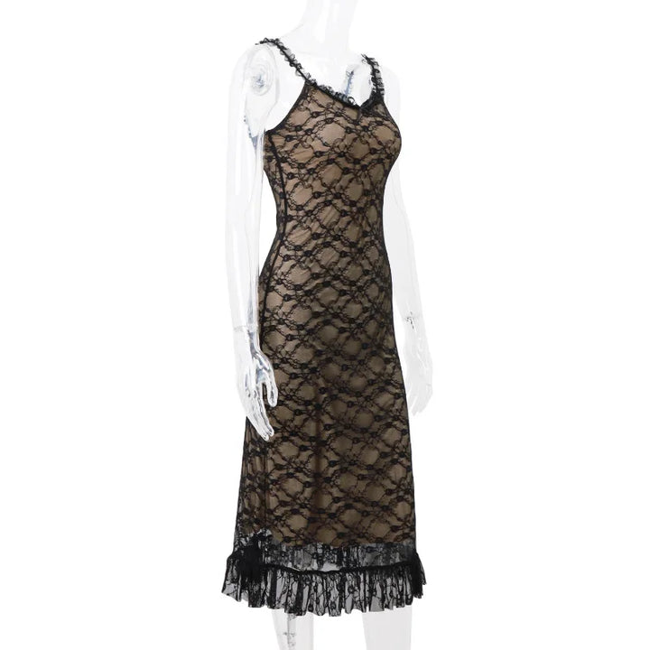 Midi Lace Dress with Bow Detail - Rachel